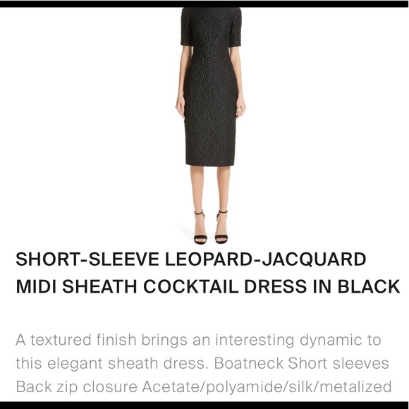 Brandon Maxwell Leo boat neck midi sheath black leopard dress. Size 2 - Picture 4 of 10